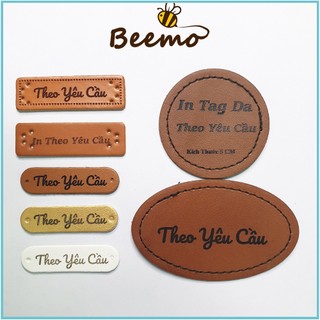 In tag da theo yêu cầu, name tag, tag da in chữ handmade trang trí khăn choàng cổ, đồ handmade