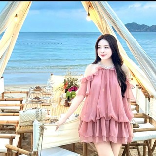 BIGSIZE HIẾU HIẾU (55-95KG) - Set thời trang nữ cổ yếm trễ vai dáng bí phối bèo tầng cực Hot