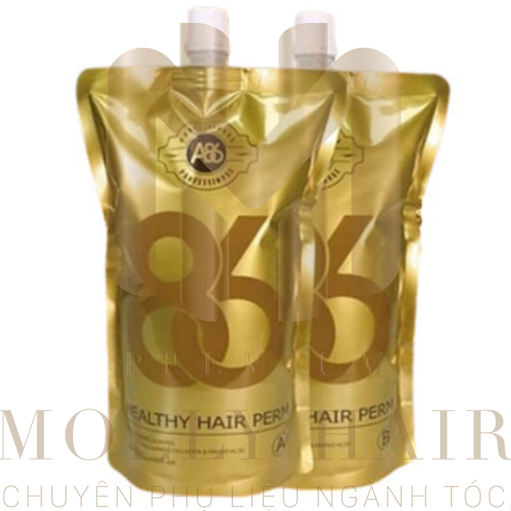 Thuốc uốn duỗi tóc A86 VÀNG MOLLYHAIR mềm hóa tóc khỏe hương thơm Socola cho Salon - Dạng Túi 1000ML
