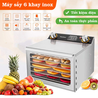Máy sấy hoa quả, trái cây - Máy sấy khô thực phẩm 6 tầng inox Chính hãng DEHYDRATOR [BH 12 Tháng]