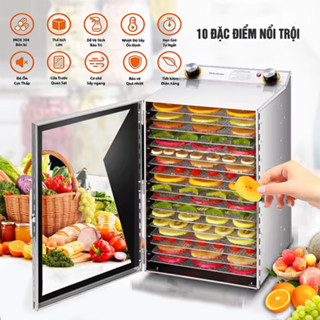 Máy sấy thực phẩm, máy sấy hoa quả 18 tầng inox, sấy khô và dẻo trái cây Chính hãng DEHYDRATOR [BH 12 Tháng]
