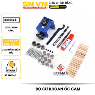 Bộ cữ khoan ốc cam, chốt gỗ 3 in 1 cao cấp. Hợp kim Aluminium cao cấp + thép không gỉ