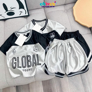 Đồ bộ bé trai chất cotton tráng gương, bộ thể thao bé trai họa tiết global champ, set cộc tay bé trai size từ 10-30kg