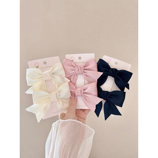 Set 2c nơ kẹp tóc chất liệu lụa màu pastel MN617