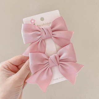 Set 2c nơ kẹp tóc chất liệu lụa màu pastel MN617