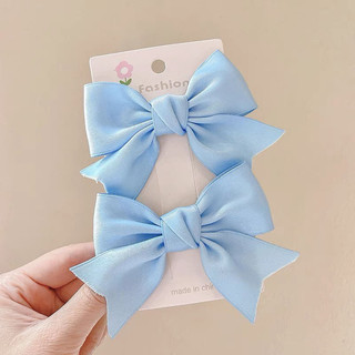 Set 2c nơ kẹp tóc chất liệu lụa màu pastel MN617