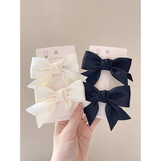 Set 2c nơ kẹp tóc chất liệu lụa màu pastel MN617
