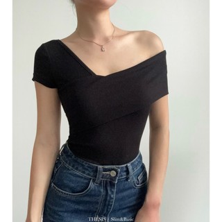 Áo Lệch Vai Một Bên - Áo Lệch Vai Thun Tăm Cotton THESIS