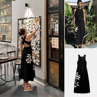 Đầm hoa khoét lưng dáng dài zara xuất