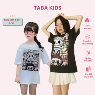 Áo thun LABUBU fide 03 phông unisex form rộng bé trai, bé gái mặc gia đình form xuông chất cotton TABA KIDS
