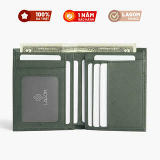 Ví Da Nam Cao Cấp – Gập Đôi Dáng Đứng – Da Saffiano Thật – Lagom Forest Bifold Wallet