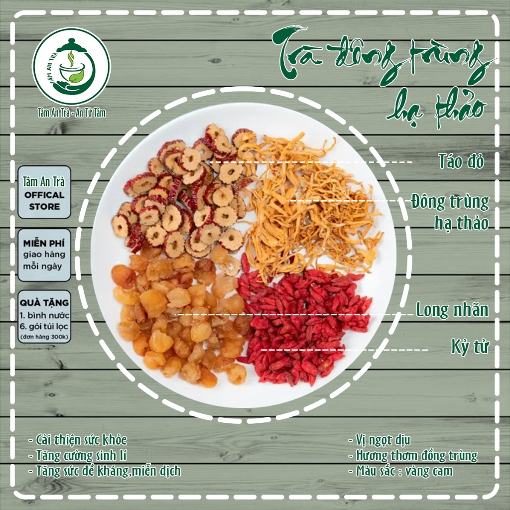 Trà Đông Trùng Hạ Thảo Tứ Vị, Trà Thảo Mộc Giúp Đẹp Da, Bồi Bổ Sức Khỏe Tăng Cường Sinh Lý