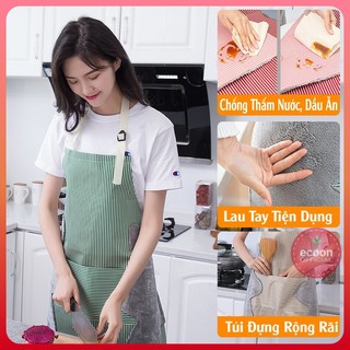 Tạp Dề🍀FREESHIP🍀Tạp Dề Chống Thấm Nước-kẻ hoa có khăn lau tay bên hông