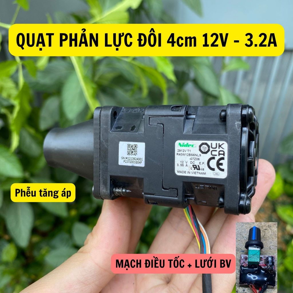 Quạt phản lực 4cm đôi quạt turbo mini 12V dòng điện 3.2A 3.11A 2.8A 1.1A siêu mạnh,  quạt BLDC.