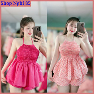 Sét Bộ Áo Yếm 2 Dây Quần Bí Phồng Cute Dễ Thương Mặc Nhà SHOP NGHI 85