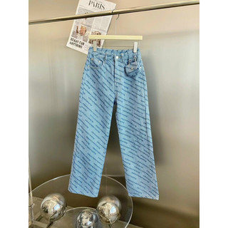 Quần jeans suông chữ kèm túi mini hàng QCL1