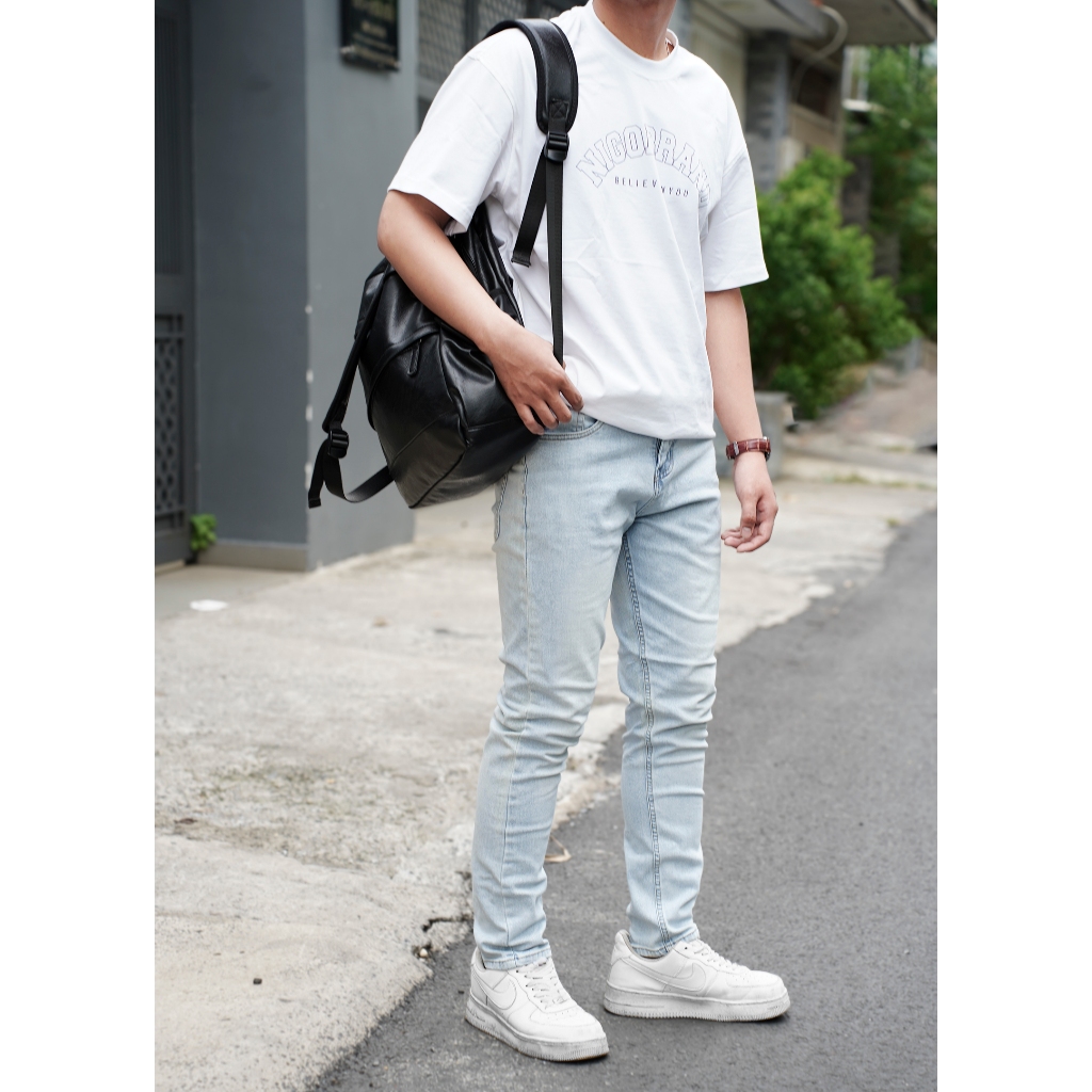 Quần jean nam NIGO form skinny taper QJ08 silver ôm cao cấp co dãn