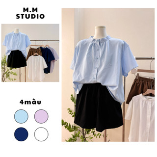 SET Áo sơ mi cổ tàu M.M STUDIO- Set áo tay ngắn chất vải đũi nhăn M172
