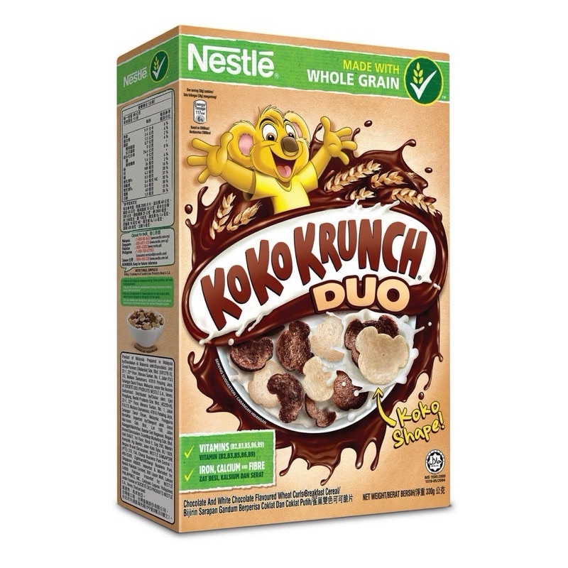 Bánh ngũ cốc ăn sáng Nestle Koko Krunch Duo 300G  Vị kết hợp Socola đen & Socola trắng  