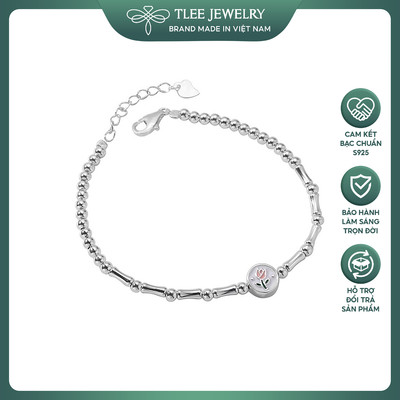Lắc tay bạc nữ TLEE đốt trúc mix bi hoa TULIP xinh xắn TLEE JEWELRY LT0188 (LIVE)