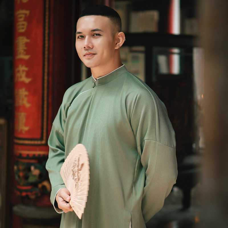 Áo ngũ thân nam cổ viền / Áo dài nam có BIGSIZE 120kg [KHÔNG KÈM QUẦN]