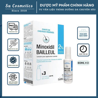 Set 3 Chai Xịt Mọc Tóc Bailleul Laboratoires Opodex Minoxidil 2%,5% Của Pháp