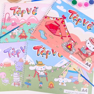 Tập vẽ A4 Kuromi, Cinnamoroll, Melody, Hello Kitty Sanrio dễ thương cute TooYoo BK01043