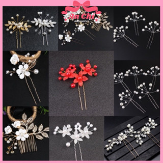 (9 Mẫu) Hoa Cài Tóc Cô Dâu, Bà Sui đá mix hạt trai