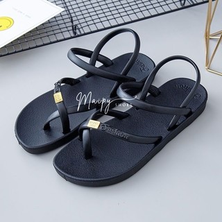 Dép sandal nữ quai chéo xỏ ngón nhựa giả da Fashion đế cao su đi mưa đi học thời trang G049 Maipy