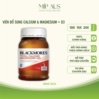 Viên uống bổ sung Canxi, Magie, D3 - Blackmores Total Calcium & Magnesium + D3 - Hỗ trợ xương khớp - 200 viên