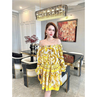 Set áo voan tơ trễ vai và váy xoè hoa vàng 🌼 xinh