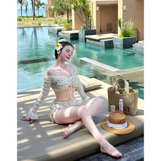 [Hỏa tốc HN] Bikini tay dài chấm bi trễ vai