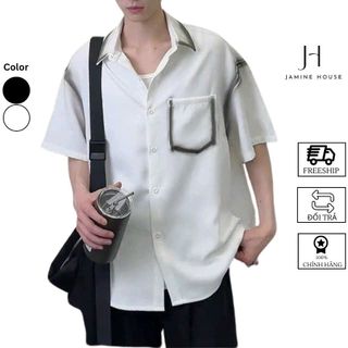 Áo Sơ Mi Nam Nữ JAMINE HOUSE Vải Lụa Mango Viền LOANG MÀU đen trắng hot hit