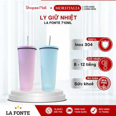 Ly giữ nhiệt Pastel La Fonte, Dung tích 710ml, Thép không gỉ SUS304, Kèm Ống Hút - 012508