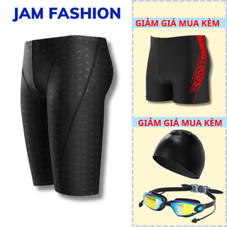 Quần bơi nam dáng lửng họa tiết vảy cá không viền co giãn 4 chiều