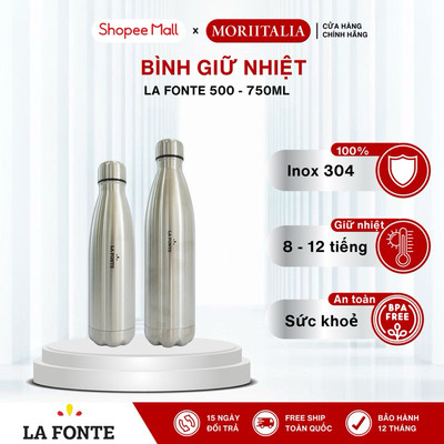 Bình Giữ Nhiệt Aura Thép Không Gỉ SUS304  La Fonte, Dung Tích 500ml và 750ml, Nắp Giữ Nhiệt 12-24h