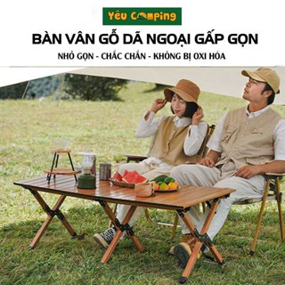  Bàn dã ngoại cắm trại cao cấp nhôm vân gỗ kích thước cực lớn 118*60*45cm 