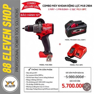 Combo Máy khoan động lực Milwaukee M18 mã 2904