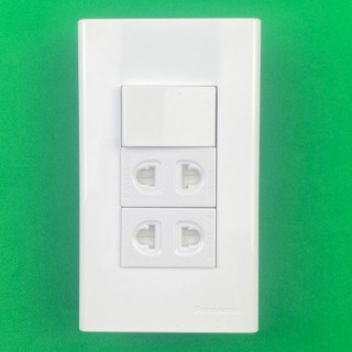 2 ổ cắm 2 chấu + công tắc 2 chiều 16a panasonic - hàng ghép 680302um