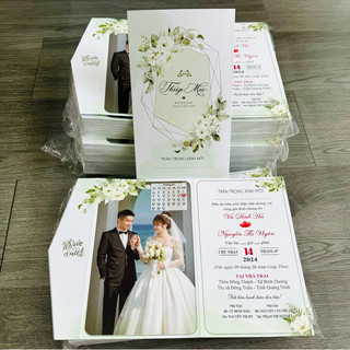 THIỆP CƯỚI GẬP 3 IN ẢNH (công in nội dung hoàn thiện)