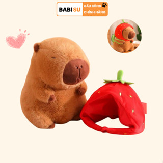 Capybara Mũ Dâu Gấu Bông Capybara Đội Mũ Dâu Dễ Thương Capybara Nón Dâu Chất Liệu Vải Lông Cao Cấp Kích Thước Đa Dạng