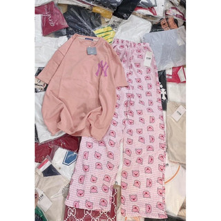 Set bộ áo thun mix quần heo hồng - Set ny+ quần heo