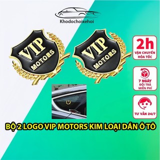 Bộ 2 Logo VIP Motors Kim Loại Dán Ô Tô - Có Keo Dán 3M Đi Kèm