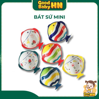 Bát ăn dặm bằng sứ hình con cá nhiều màu kích thích bé ăn ngon miệng