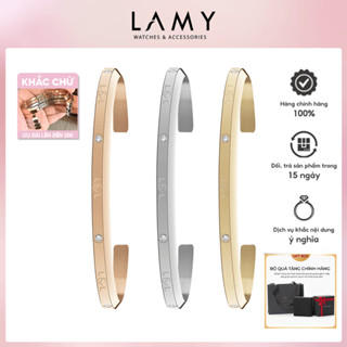 Vòng tay nam nữ Lyz and Liam Lumine L&L Cuff Silver LL2240SV - Gift Box Hộp quà tặng nơ đỏ & khắc chữ theo yêu cầu