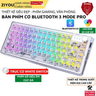 Bàn Phím Cơ Máy Tính Trong Suốt Gaming Ziyou K75 LED Pro RGB White Switch Có HOTSWAP