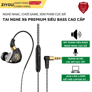 Tai Nghe Nhét Tai Có Dây ZIYOU X6 Premium, Chống Ồn Cực Tốt, Âm Thanh Super Bass, Có Mic Nghe Nhạc Chơi Game Điện Thoại