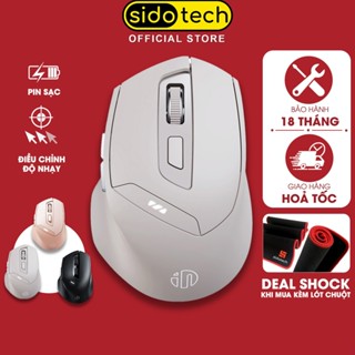 Chuột không dây bluetooth sạc pin SIDOTECH DR6 tắt âm silent 6 nút bấm đèn led báo pin công thái học cho laptop máy tính