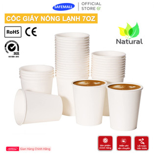 Combo 1000 chiếc cốc giấy hỷ 7oz 210ml safemall ly giấy nóng lạnh dùng nhiều lần an toàn thân thiện