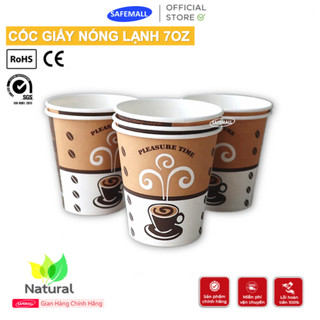 Combo 500 chiếc Cốc giấy 7OZ 210ml SAFEMALL Ly giấy nóng lạnh dùng nhiều lần an toàn thân thiện